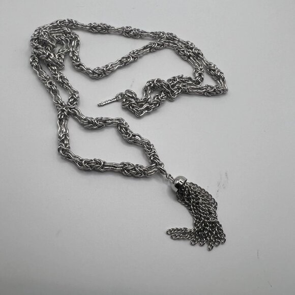 Vintage like new Signed D’orlan long silver necklace with tassel - Picture 6 of 6
